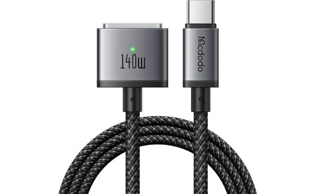 Mcdodo 140W USB C to Magnetic 3 Cable, MacBook Air Charger Mag-Safe Cable Compatible with MacBook Pro/Air M1 M2 M3(2021-2024 14"&16")-6.6ft-Black